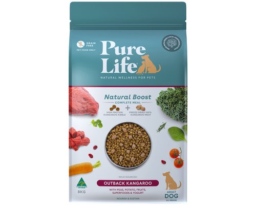 PURE LIFE NATURAL BOOST DRY ADULT DOG FOOD OUTBACK KANGAROO 8KG