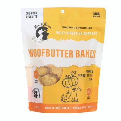 MIMI AND MUNCH WHEAT FREE WOOFBUTTER BAKES MINI DOG BISCUIT TREATS 180G