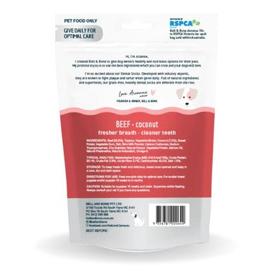 BELL & BONE Small Puppy Beef & Coconut Dental Chews for Dogs (7 Sticks)