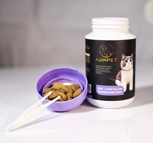 AUINPET Skin Coats For Cats Seaweed+Lecithin Chews 120g