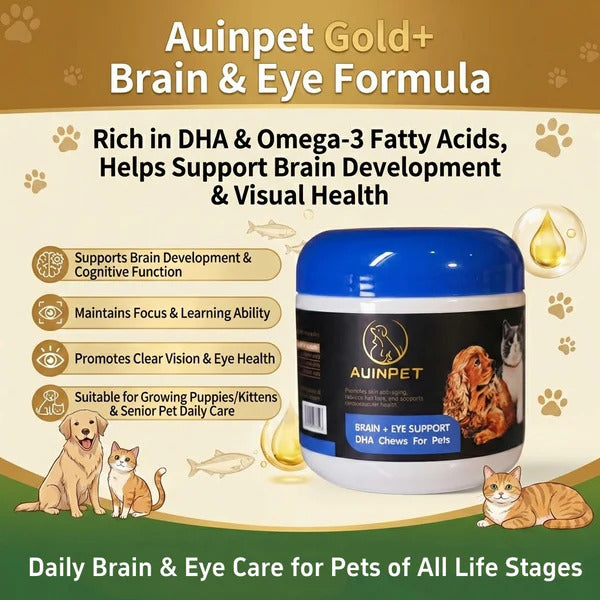 AUINPET Brain & Eye Support Dha Chews For Pets 180G