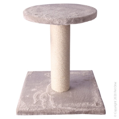 PET ONE SCRATCHING TREE POST WITH PLATFORM 35WX35DX40CMH WHITE JUTE (CLICK & COLECT & LOCAL DELIVERY ONLY)