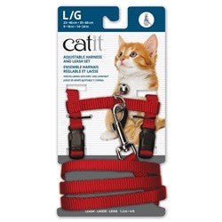 CATIT NYLON CAT HARNESS AND LEAD LARGE RED