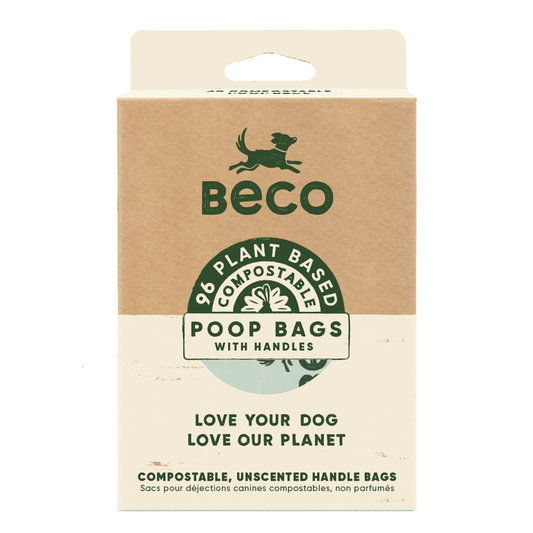 BECO COMPOSTABLE POOP BAGS WITH HANDLES - UNSCENTED 96 PACK