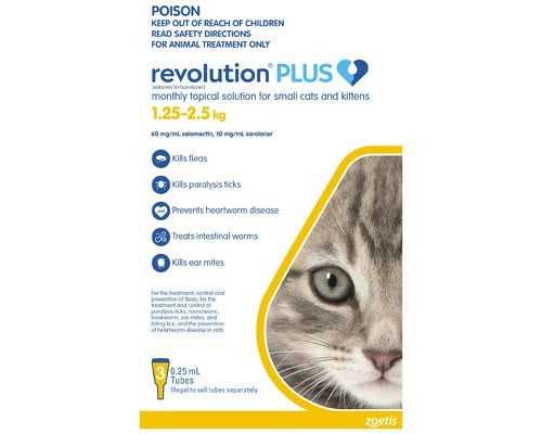 REVOLUTION PLUS FOR SMALL CATS AND KITTENS 1.25-2.5KG 3 PACK (YELLOW)