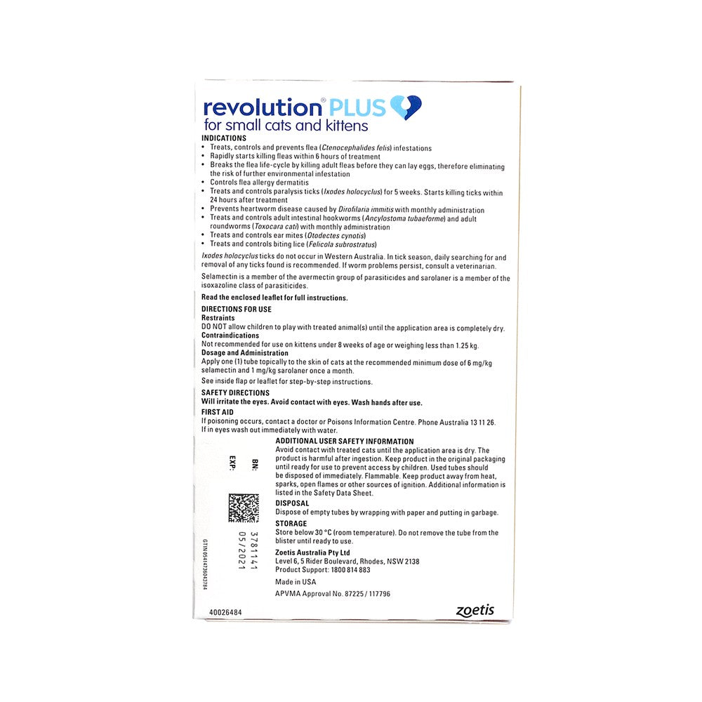 REVOLUTION PLUS FOR SMALL CATS AND KITTENS 1.25-2.5KG 3 PACK (YELLOW)