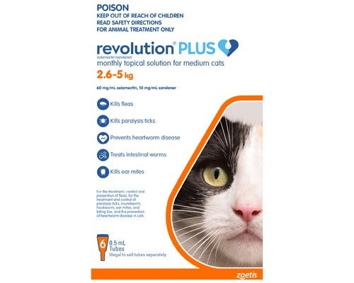 REVOLUTION PLUS FOR MEDIUM CATS 2.5-5KG 6 PACK (ORANGE)