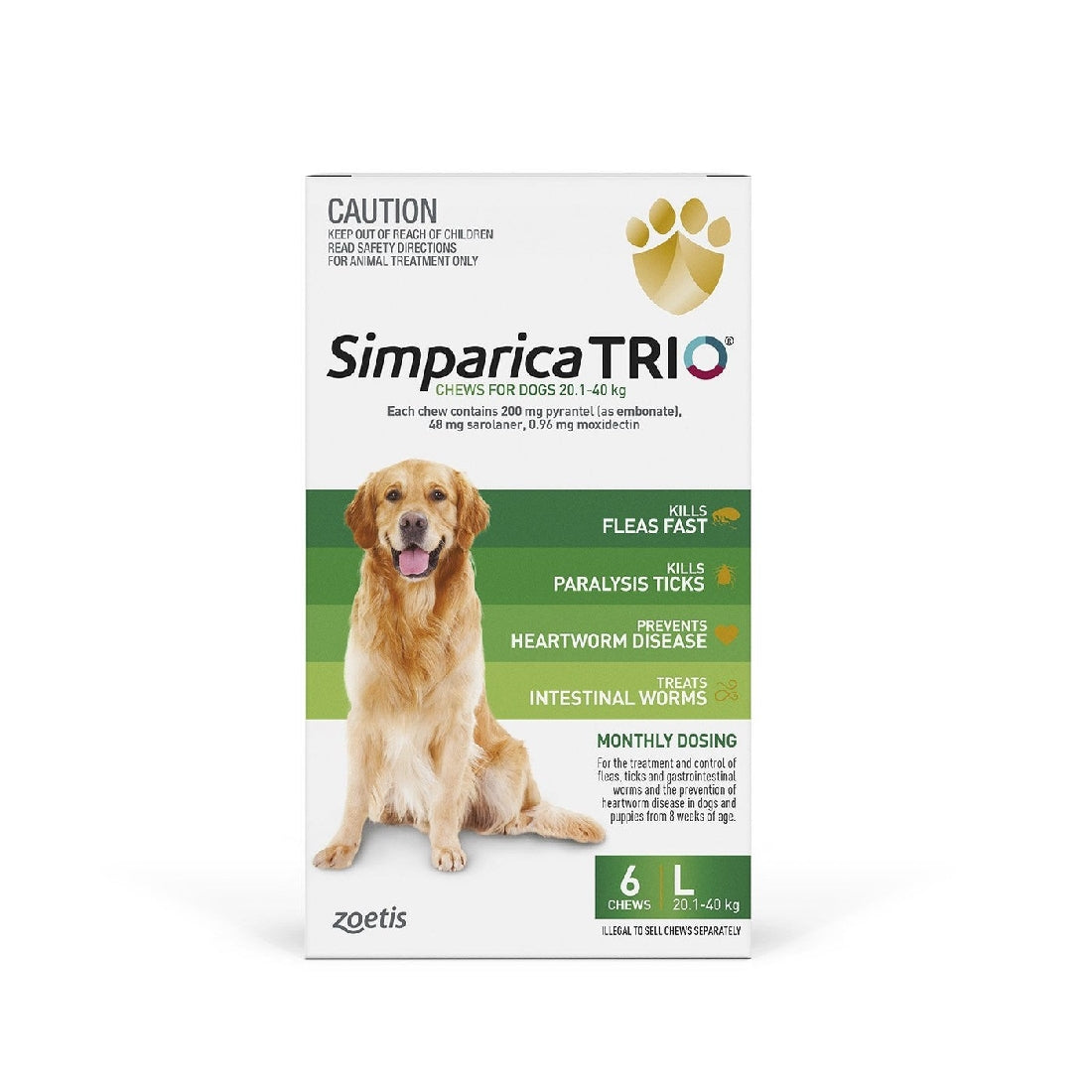 SIMPARICA TRIO 20.1-40KG GREEN 6 PACK