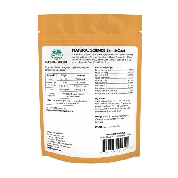 OXBOW NATURAL SCIENCE SKIN & COAT SUPPLEMENT 60 TABLETS