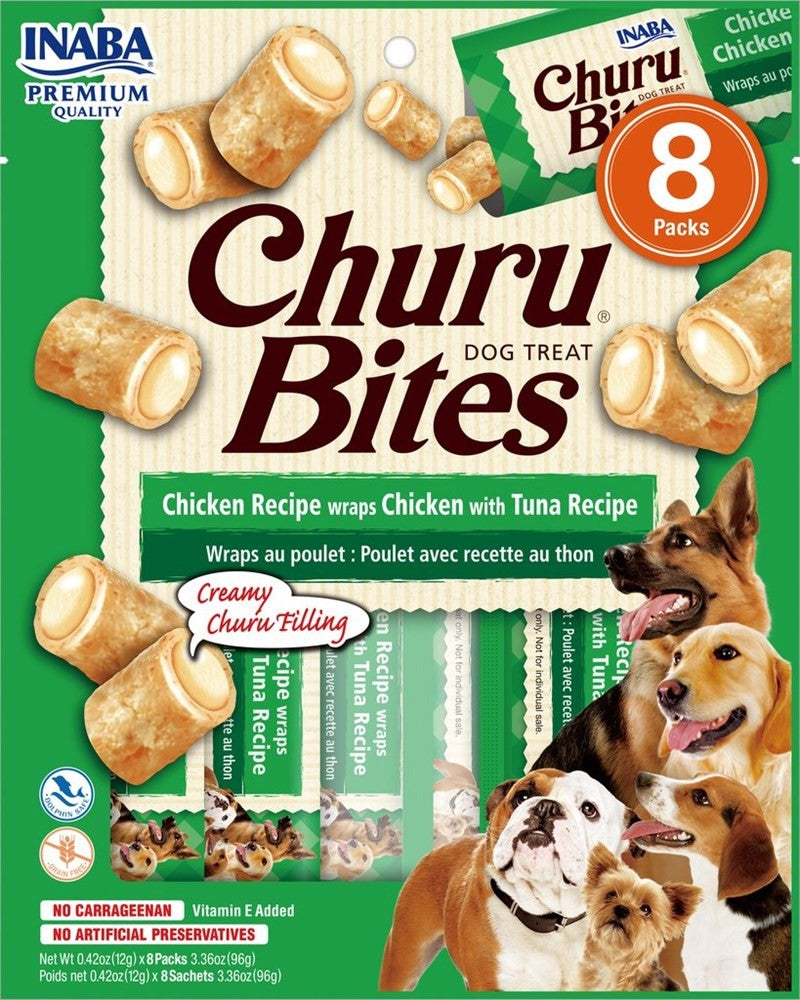 INABA Churu Bites Chicken Recipe Wraps Chicken with Tuna Recipe Dog Treats 8x12g