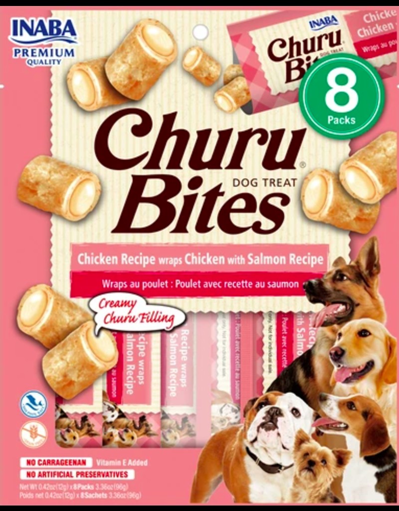 INABA Churu Bites Chicken Recipe Wraps Chicken with Salmon Recipe Dog Treats 8x12g
