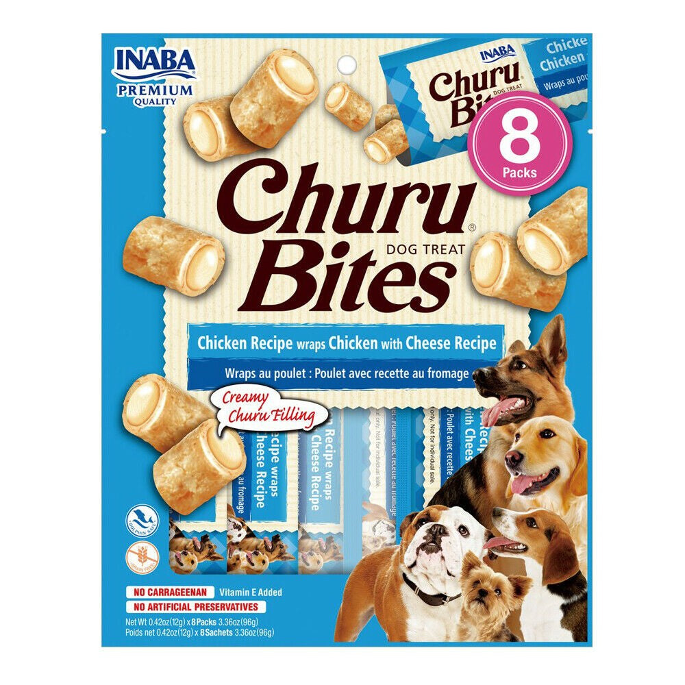 INABA Churu Bite Chicken Recipe Wraps Chicken with Cheese Recipe Dog Treats 8x12g