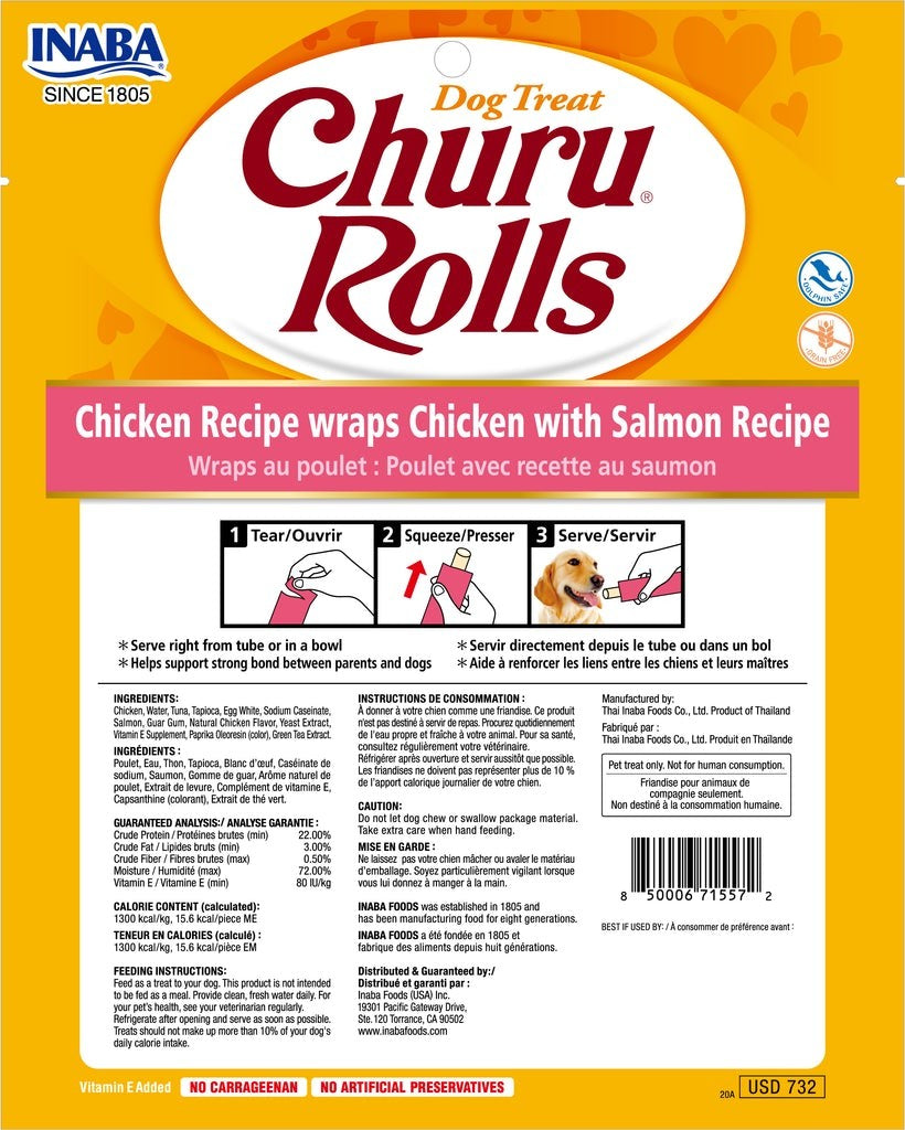 INABA CHURU ROLLS CHICKEN WRAPS WITH SALMON RECIPE 96G