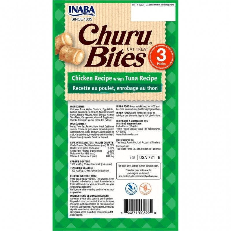 INABA CHURU BITES CAT TREAT CHICKEN WRAP TUNA FILLING 30G