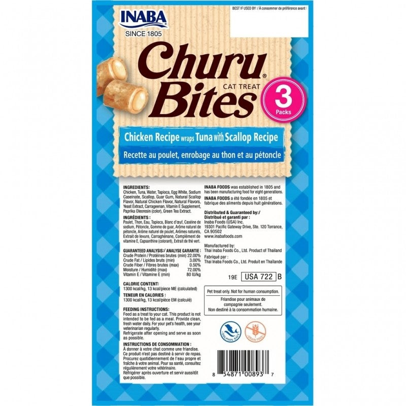 INABA Churu Bites Tuna With Scallop Cat Treats 3x10g