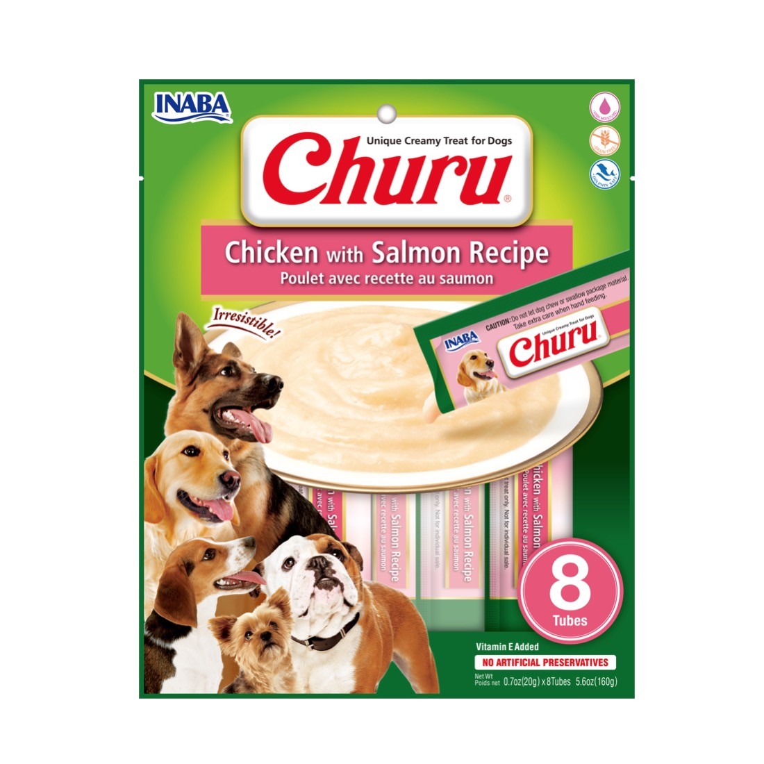 INABA Churu Chicken with Salmon Recipe Wet Dog Treats 8x20g