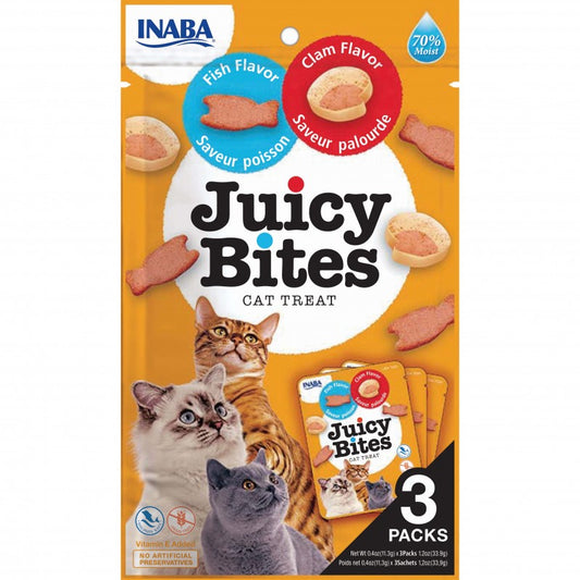 INABA JUICY BITES CAT TREATS FISH & CLAM FLAVOUR 34G