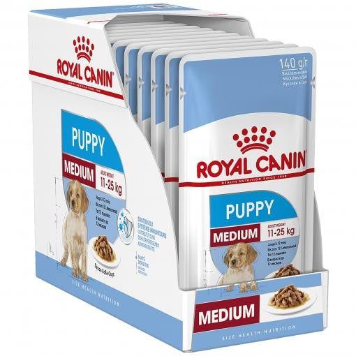 ROYAL CANIN MEDIUM PUPPY WET FOOD GRAVY POUCH 10X140G