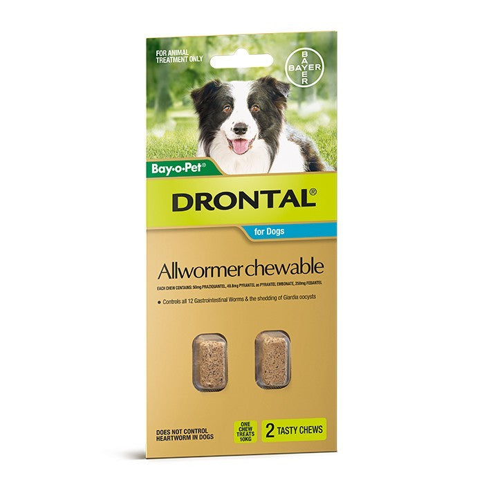 DRONTAL CHEWABLE DOG 10KG, 2 PACK