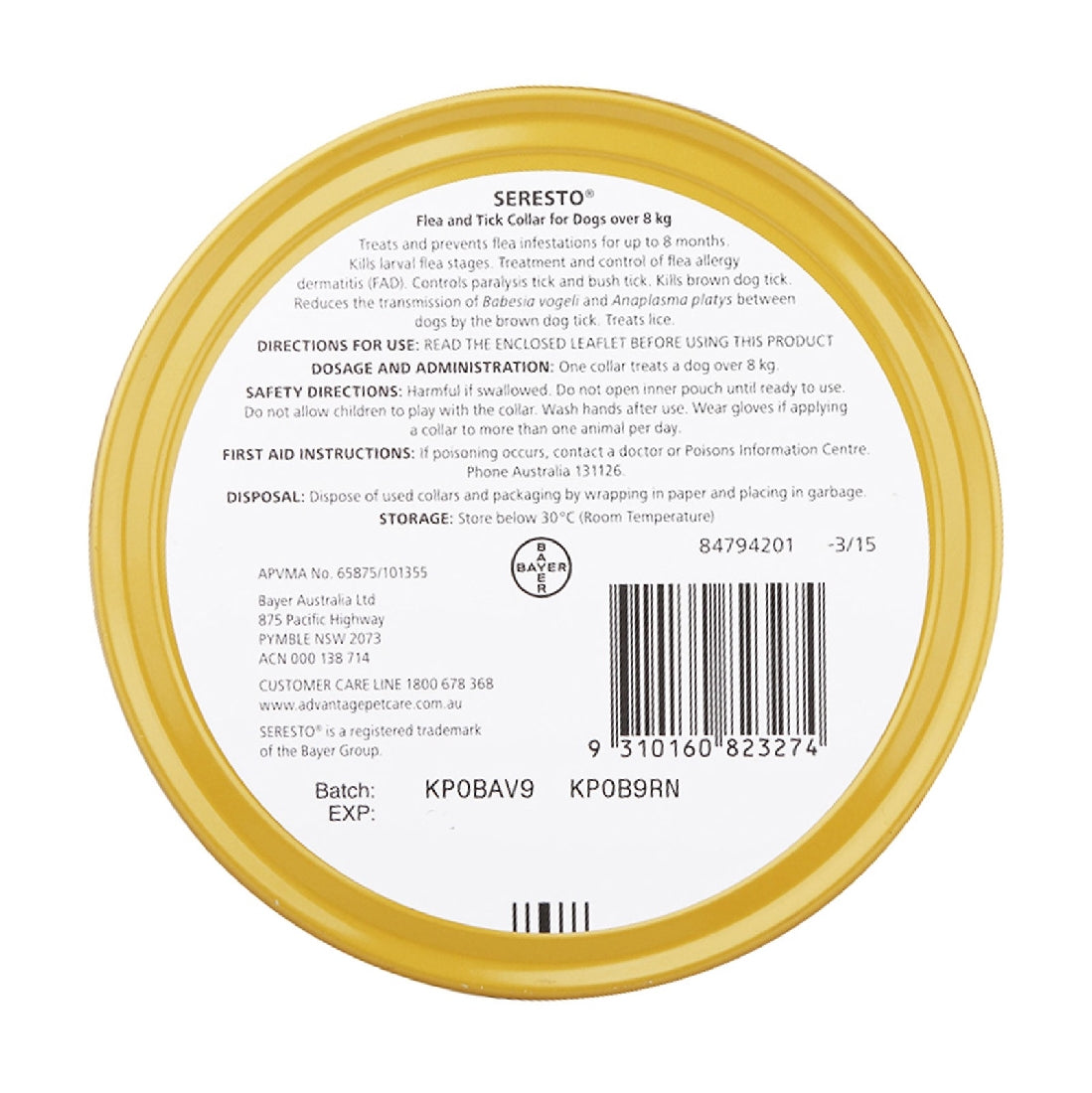 SERESTO COLLAR DOG OVER 8KG - PAMPERED PETZ HORNSBY