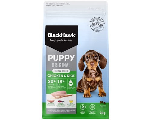 BLACK HAWK CHICKEN & RICE FOR SMALL BREED PUPPIES 3KG