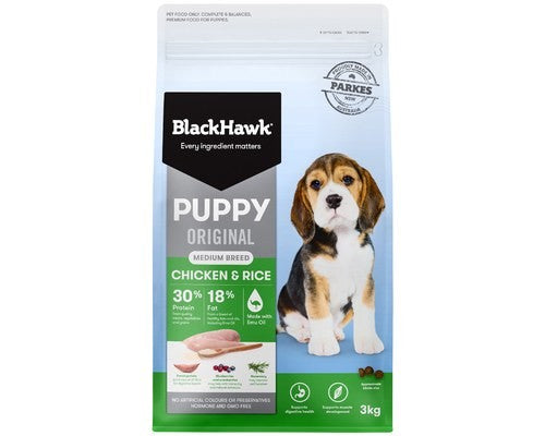 BLACK HAWK CHICKEN & RICE FOR MEDIUM BREED PUPPIES 3KG