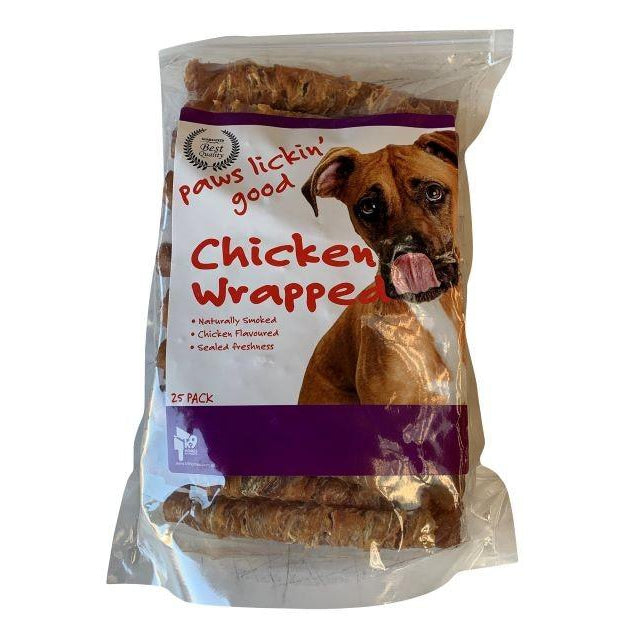 K9 HOMES CHCIKEN RAWHIDE WRAP STICKS 25 PACK