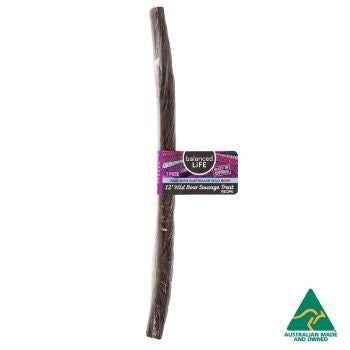 BALANCE LIFE DOG TREAT WILD BOAR SAUSAGE TREAT 12INCH