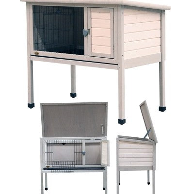 PET ONE SMALL ANIMALS HUTCH N RUN TIMBER 104LX62.7DX91.1H CM (CLICK & COLLECT & LOCAL DELIVERY ONLY)