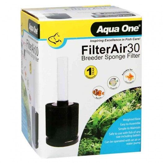 AQUA ONE FILTER AIR 30 - SMALL BREEDER SPONGE FILTER8.5W x 19H x 8.5D CM