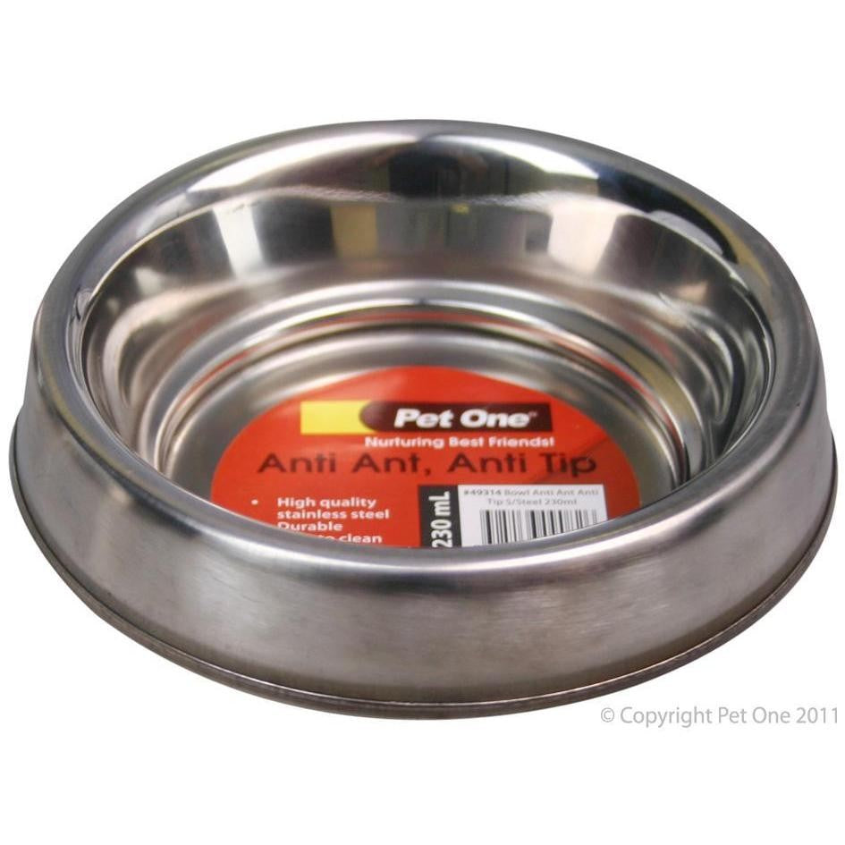 PET ONE BOWL STAINLESS STEEL ANTI ANT 230ML