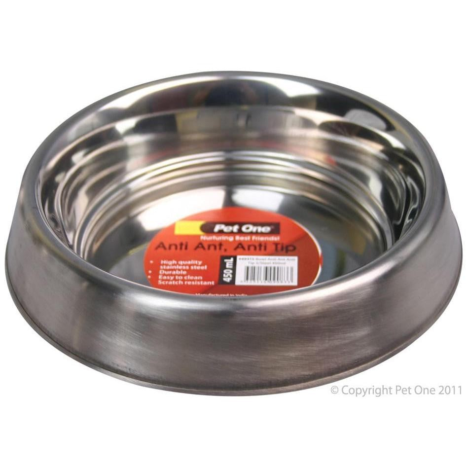 PET ONE BOWL STAINLESS STEEL ANTI ANT 450ML
