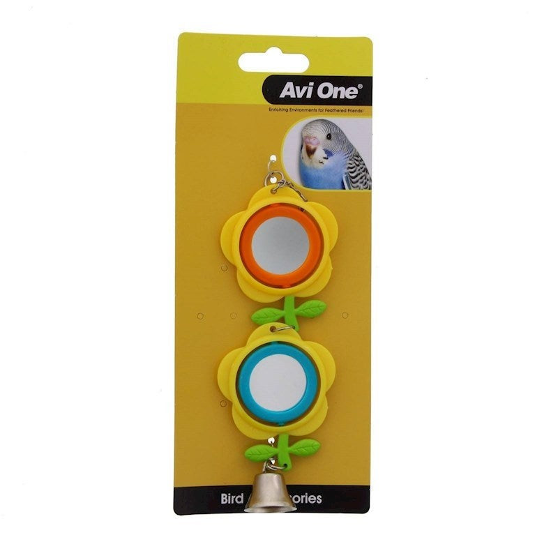 AVI ONE BIRD TOY DOUBLE BUTTERCUP MIRROR