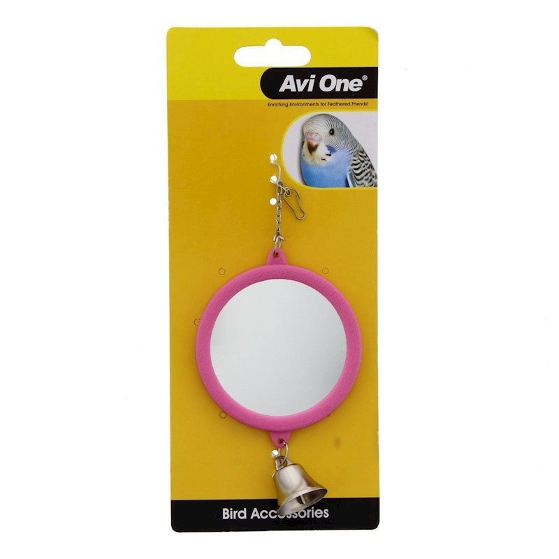 AVI ONE BIRD TOY ROUND MIRROR W/BELL 7.7CM
