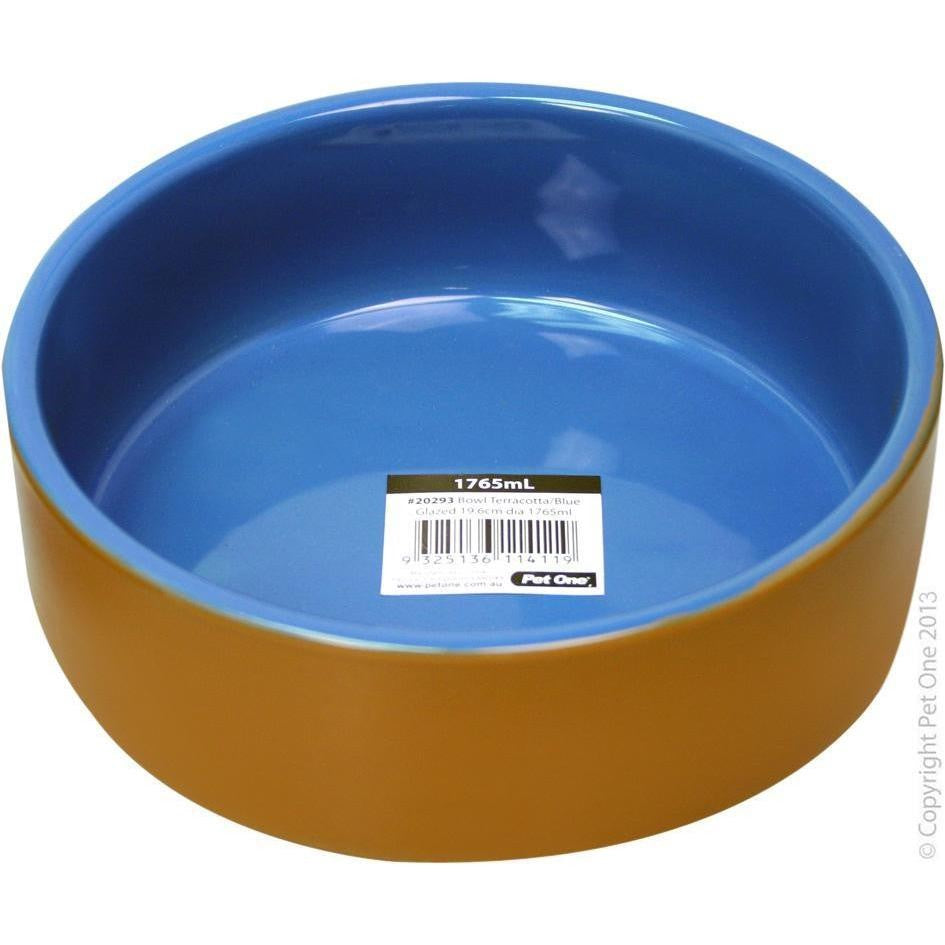 PET ONE PET BOWL TERRACOTTA AND BLUE GLAZE 1765ML