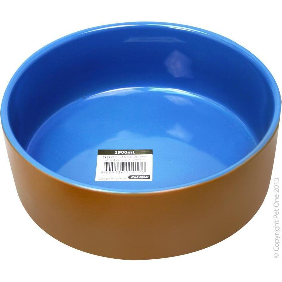 PET ONE PET BOWL TERRACOTTA AND BLUE GLAZE 2900ML