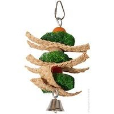 AVIE ONE PARROT TOY LOOFAH WITH BEADS & STRAW 12X19CM