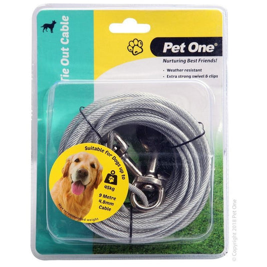 PET ONE TIE OUT CABLE 9M (4.8MM) FOR DOGS UP TO 45KG