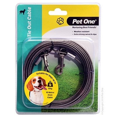 PET ONE TIE OUT CABLE - 10 METERS - DOGS UP TO 15KG