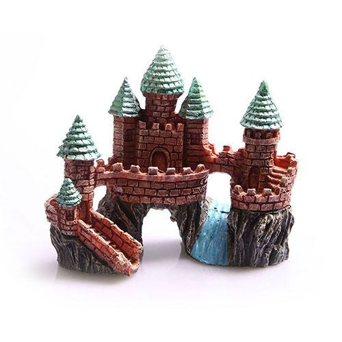AQUA ONE ORNAMENT CASTLE ON THE ROCK WITH RIVER SMALL 15.5X9X13CM