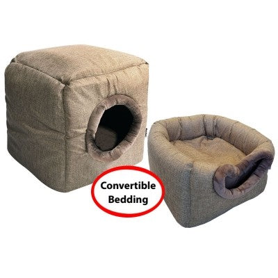 PET ONE CAT CUBBY CUBE LINEN 35X35X35CM STONE