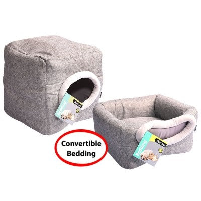 PET ONE CAT CUBBY CUBE LINEN 35X35X35CM SILVER