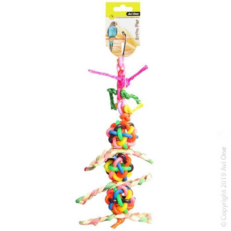 AVI ONE BIRD TOY TPR BALLS WITH BELLS AND CORRUGATED BOARD 26CM