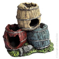 AQUA ONE ORNAMENT TRIPLE BARREL WITH SNAIL 12X8.5X11CMH