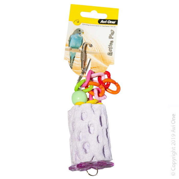 AVI ONE BIRD TOY MINERAL WITH PLASTIC LINKS MEDIUM 15.5CM