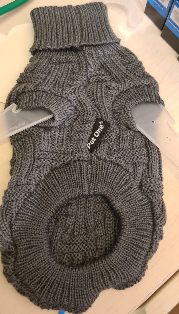 PET ONE DOG COAT KOMFYKNIT JUMPER ICELANDIC 45CM DARK CHARCOAL