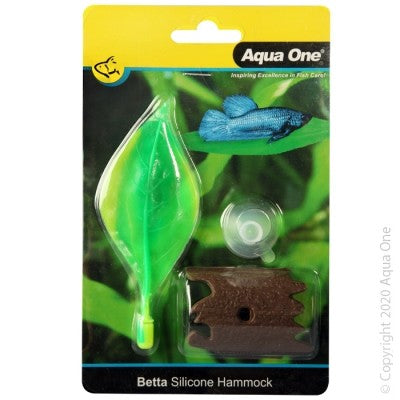 AQUA ONE SILICONE BETTA LEAF HAMMOCK WITH BARK 4.5 X 12CM
