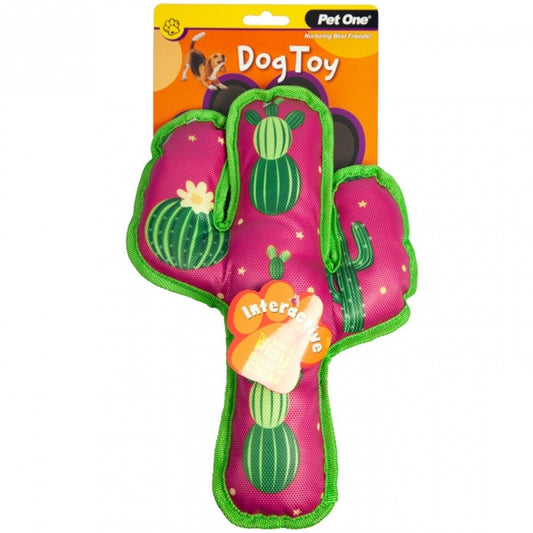 PET ONE DOG TOY INTERACTIVE SQUEAKY WATERMELON CACTUS 30CM