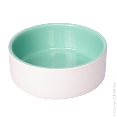 PET ONE CERAMIC PET BOWL GREEN/WHITE 19.5CM 1300ML