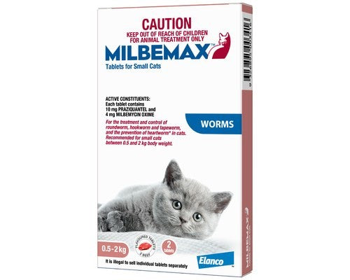 MILBEMAX FLAVOURED WORMING TABLET FOR SMALL CATS 0.5-2KG 2 PACK